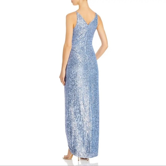 Aqua Women’s Formal Dress Size 8 Blue Allover Sequins Long Wrap Evening Gown NWT - Picture 3 of 13